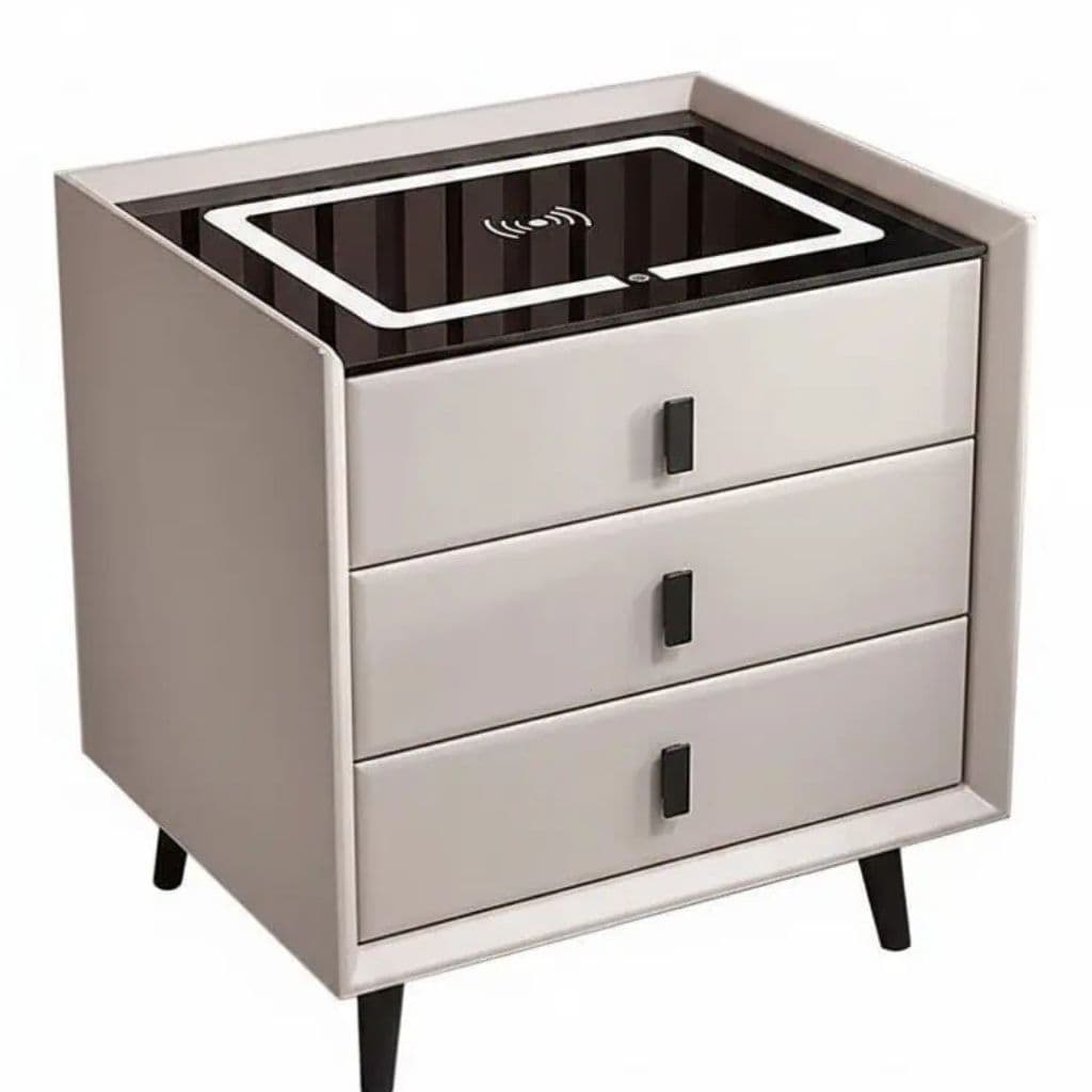 Table de chevet 3 tiroirs — vue d'ensemble variante blanche