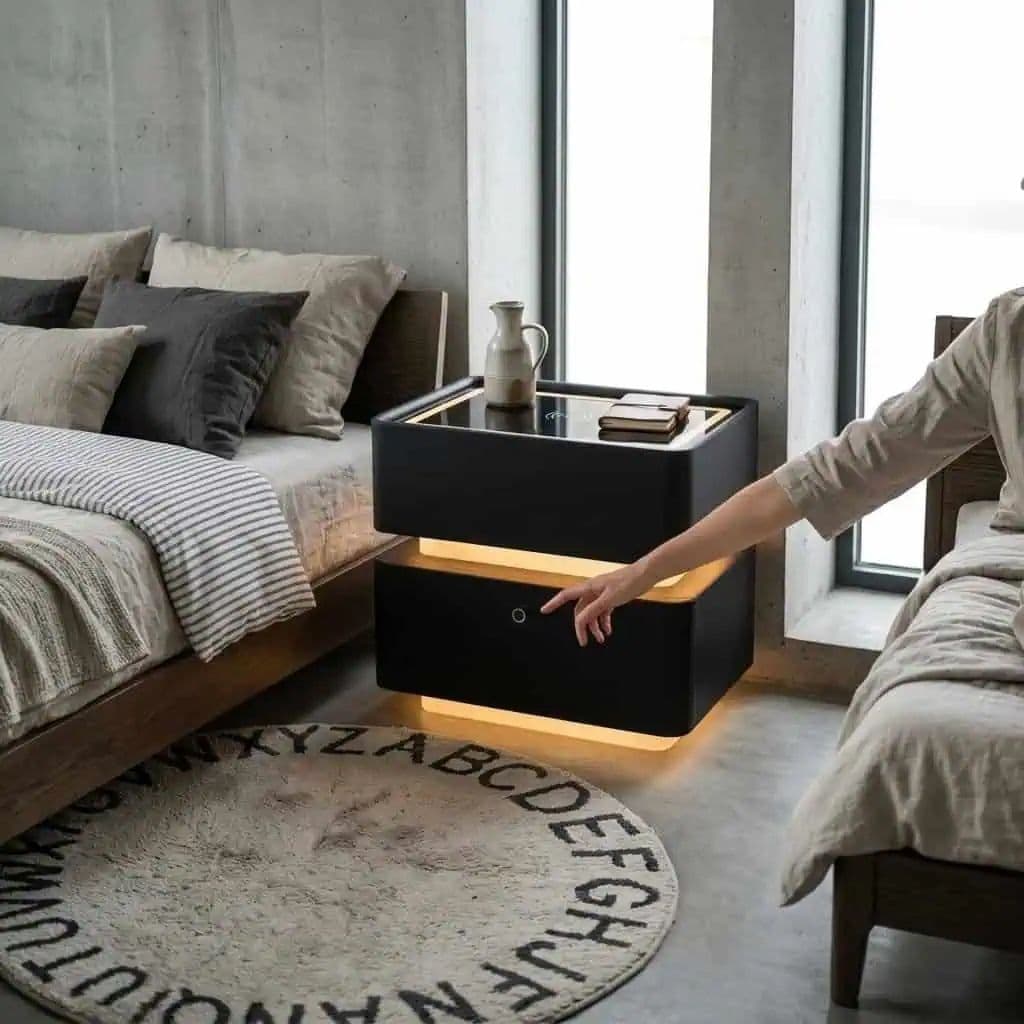 Table de chevet moderne à empreinte — vue complète