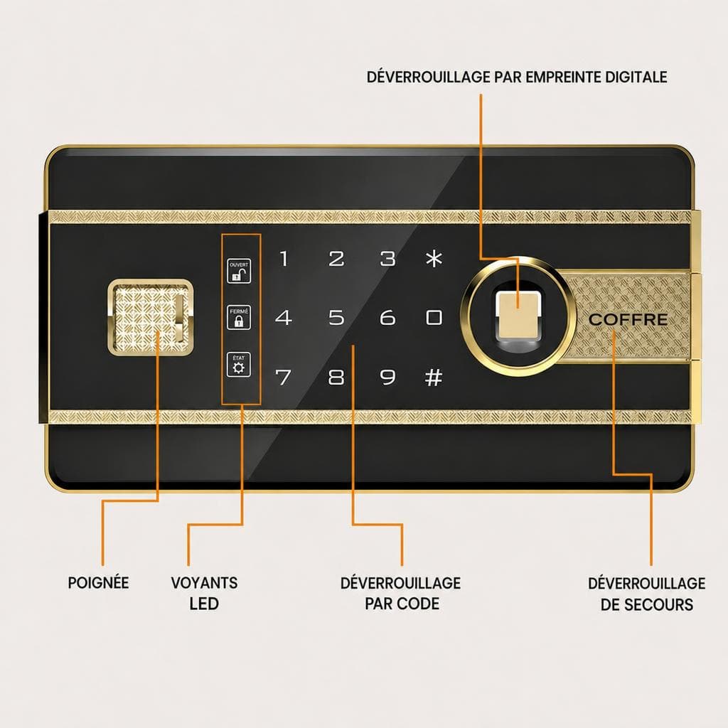 Détail panneau — clavier PIN et clé