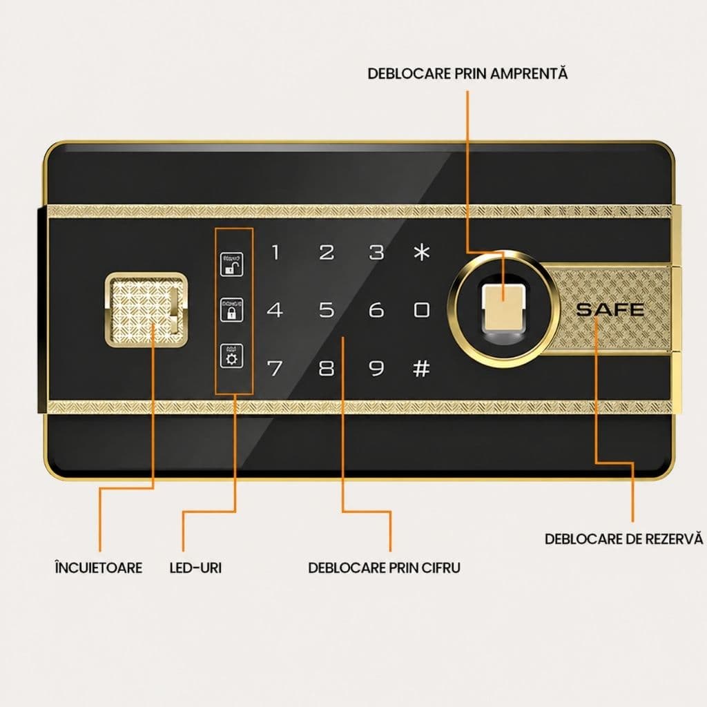 Détail panneau — clavier PIN et clé