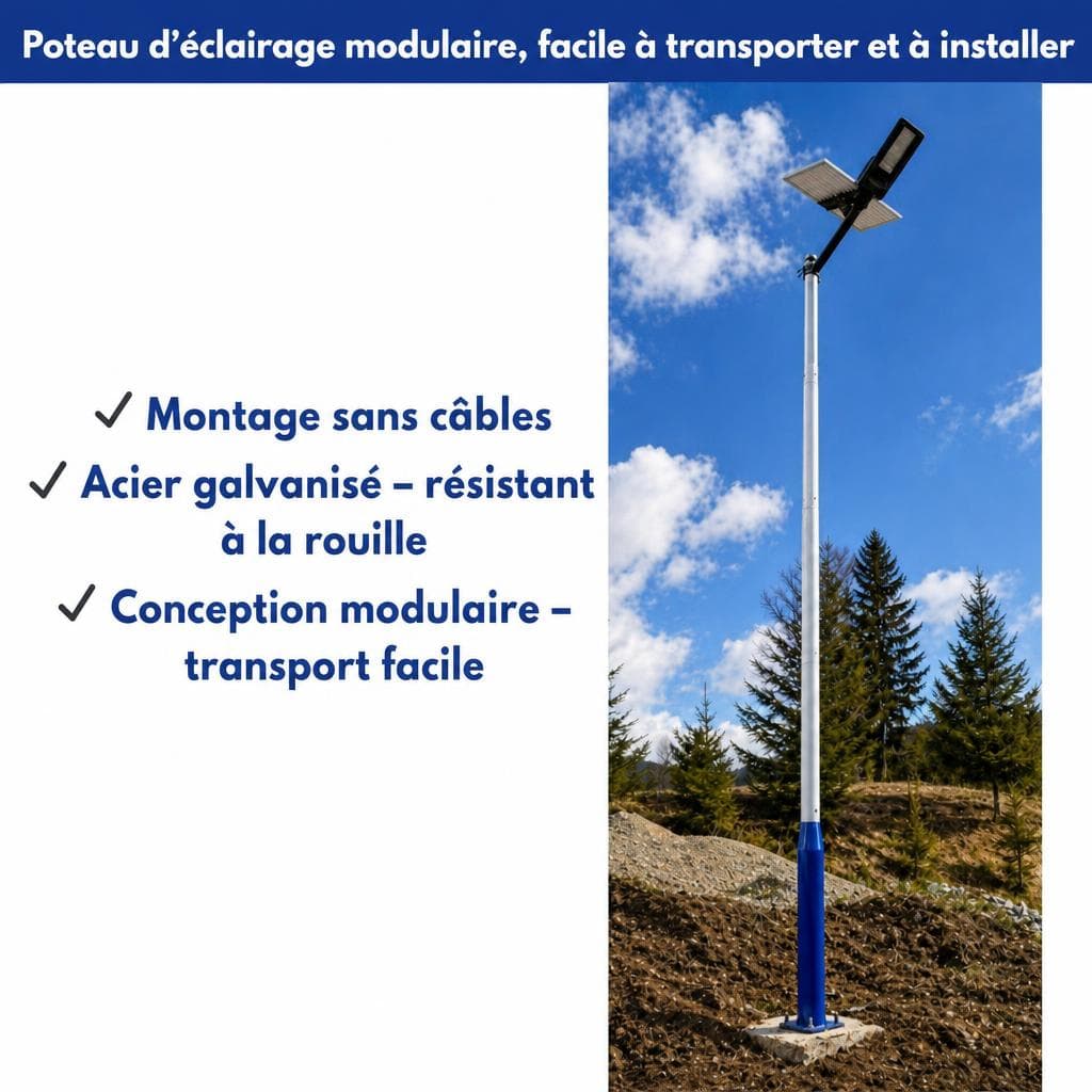 Avantages — montage sans boulons, acier galvanisé, conception modulaire